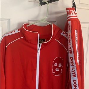 DohLyfe SkiMask Track Suit Red/black/White
